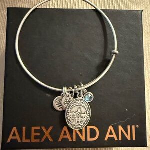 ⭐️ Alex and Ani: Silver Biltmore Bracelet with Charms and Blue Accent